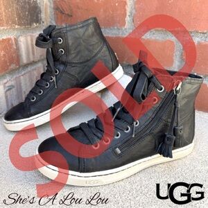 UGG® Australia Blaney Leather High-Top Sneaker in Black Sz 5.5